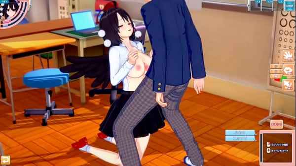 【エロゲーコイカツ！】東方project 射命丸文のおっぱい揉んで仁王立ち手コキフェラ奉仕してもらってからのセックス！爆乳エロアニメ【ヘンタイゲーム】