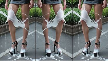 Hot girls in ultra high plateaus on the concrete in public heels full of cum hot legs in skyhigh shoes 