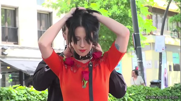 Slave in reddress humiliated in public