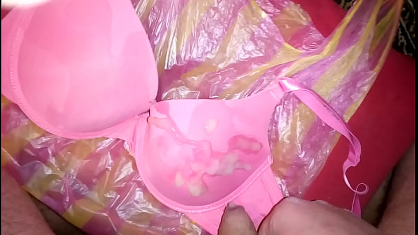 two cum satin pink bra