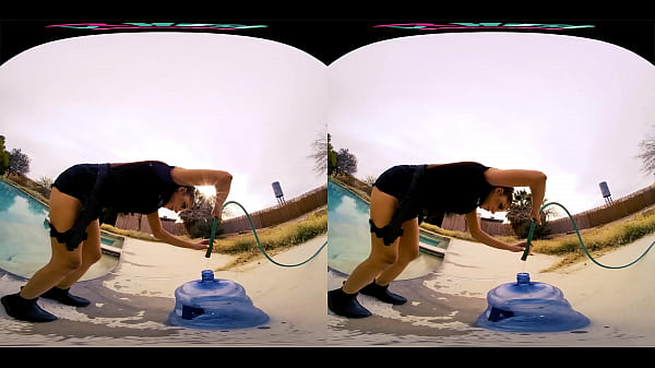 Gorgeous brunette gets caught breaking into your compound in vr 