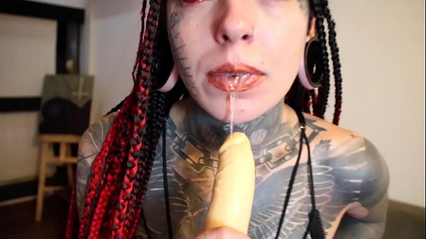 Tongue Split Sucking A Realistic Dildo thumbnail