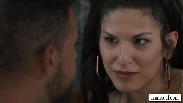 Slut Tgirl Zariah Aura brings the boyfriend of her friend into her house and she then throats his big cock passionately 