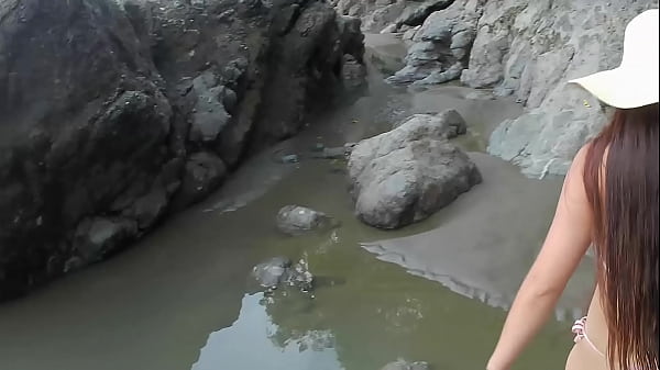 Outdoor sex amateur couple fucking on the beach with sexy bikini and woman with perfect body