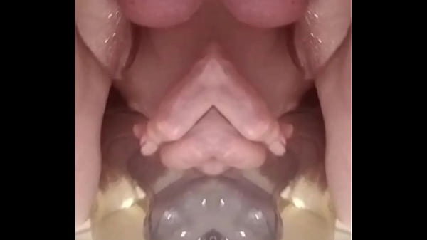 House Sit Insert Penis in Open Toe Patent Leather Shoes Bend against wall mirror sodomize own anal orifice with Double Penetration Dildos 