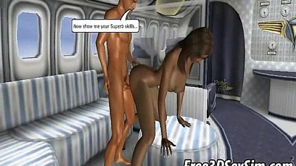Foxy 3D cartoon ebony stewardess getting fucked hard 