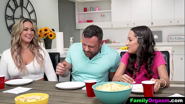 Milf Eats her Man's Sausage in Front Stepdaughter 