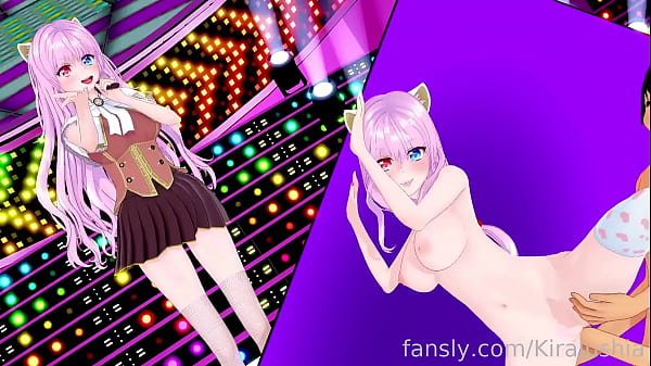 Koikatsu lewdtuber on stage and behind it 