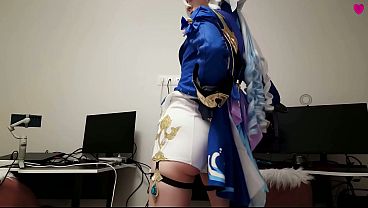 The kinky furina from genshin impact prefers aether's nutritious cum which is supposed to end up in her shaved pussy over the usual sweet desserts