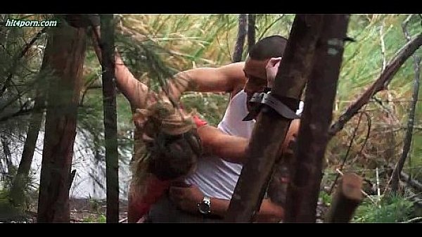 Teen chick gets tied up and fucked in forest 