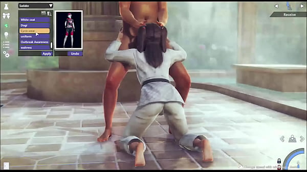3d game The girl is masturbating on the steps