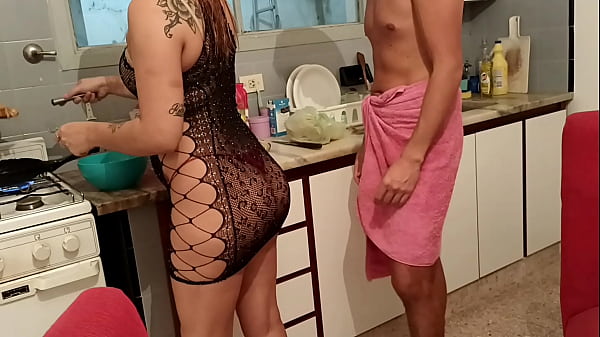 Fucking_in the kitchen with my young stepfather_s beautiful cock