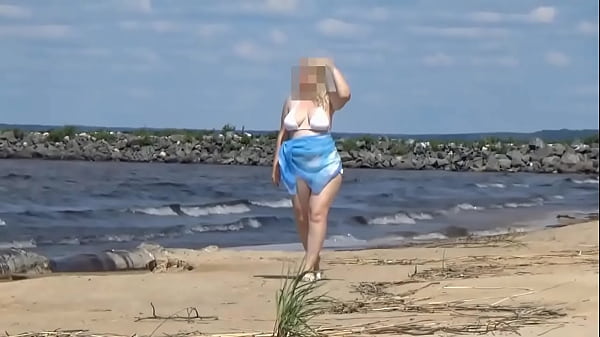 Hot Mom onthe Beach in White Swimsuit
