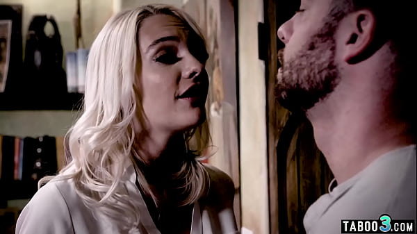 Skinny busty blondie taking care of a big dicked dude 