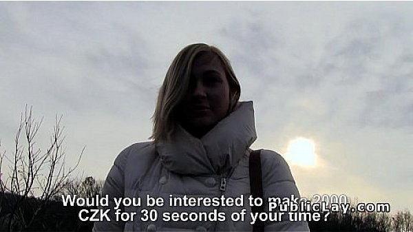 Czech student pays blonde for public sex 