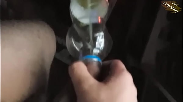 Hot Pissing Into A Bottle At Midnight