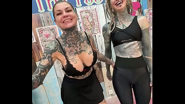 Behind the Scenes Tattoo Shop &ndash; Leg Tattoo While Getting Face Fucked Hard 