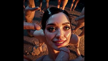 Beach Bukkake Girls - AI Generated