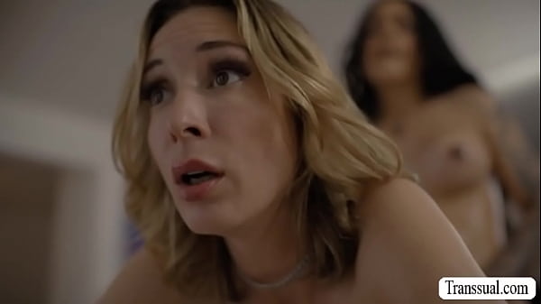 Aroused TS fucks oil sellers wet pussy