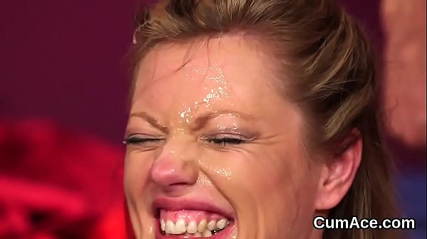 Peculiar babe gets cumshot onher face swallowing all_the sperm