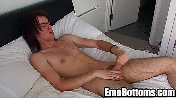 Emo twink Kristian James tugging on his hard cock 