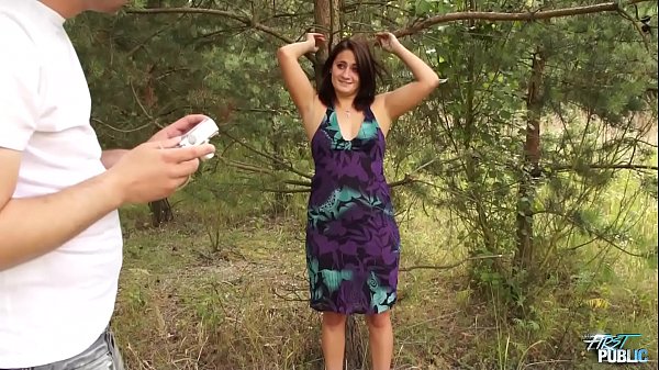 Play MP4 - Sunny day help fake agent convince young brunette fuck in public