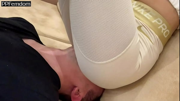 Face Sitting in White Yoga Pants_Full Weight AmateurFemdom - Face-Chair Slave Used