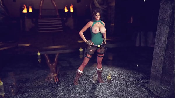 Buxom Pretty Lara Croft In Ripped Clothe Sensually Posing In Ancient Temple thumbnail