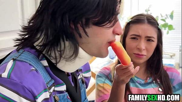 Stepsister taking care of injured stepbrother stepdad