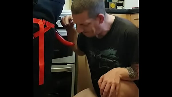 Ass to mouth dildo insertion