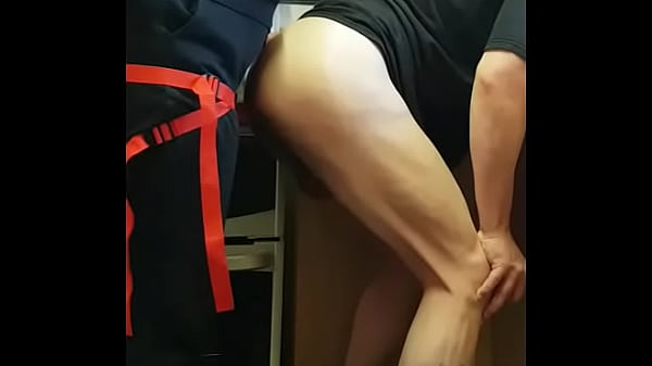 Ass to mouth dildo insertion