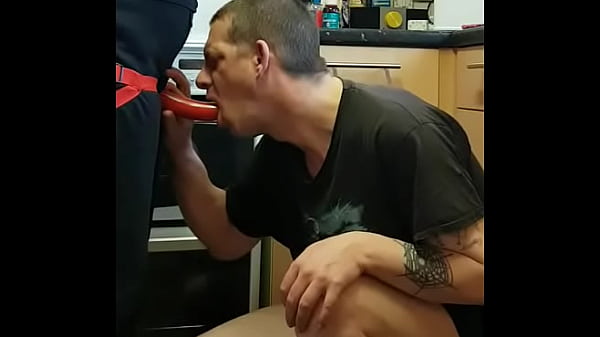 Ass to mouth dildo insertion