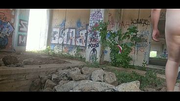 All naked in an abandoned building