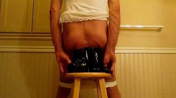 Double Anal With My Panties Down and Huge Dildos 