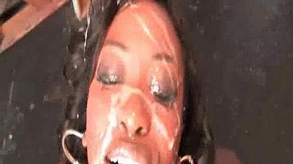Black Babe Takes Bukkake 