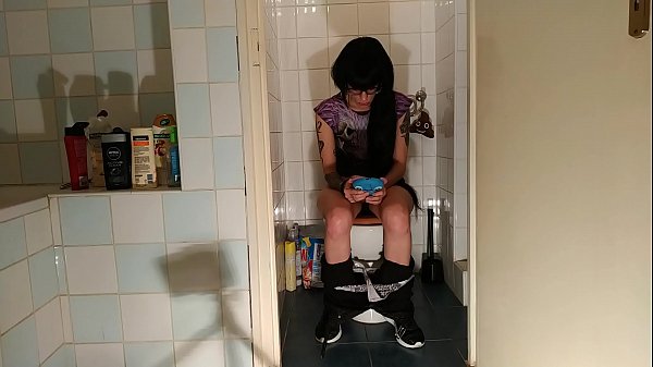 Sexy gothteen pee & s. while_play with her phone pt2 HD