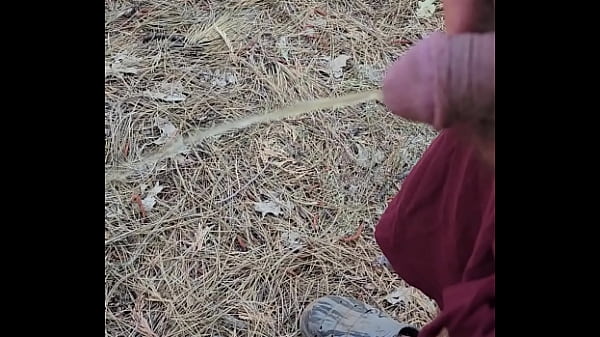 Straight piss in woods