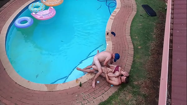 Caught a outdoor swimming pool orgy while flying my fpv drone 