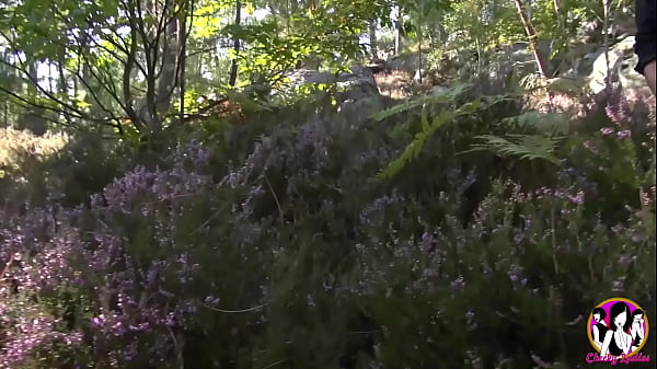 Cheeky lady in the forest fucks with three guys 