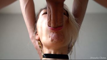 Closeup Slobbery Blowjob And Face Fuck, Big Cock Throbbing Cum In Mouth, thumbnail