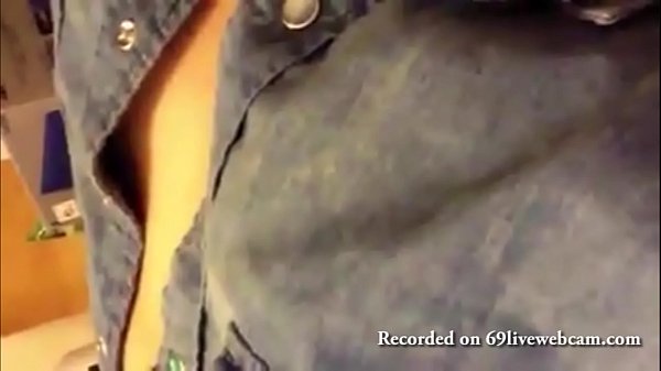 Babe shows her big boobs on live show strips and flashes tits