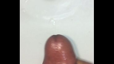 Cum shot in sink 
