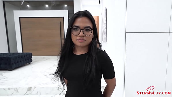 Brunette nerdy teen fucked hard by stepbro with huge cock