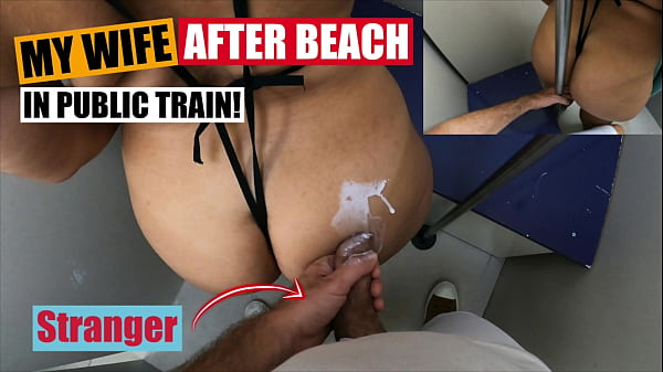 Cheating Wife Wearing A Sexy Swimsuit Seduce A Stranger In Public Train After Swimming On The Beach | Dick Flashing Touch Cumshot thumbnail