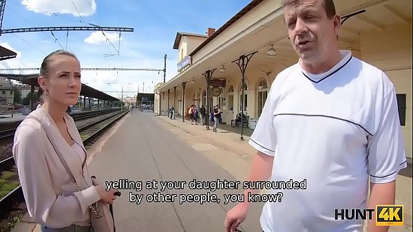 Play MP4 - HUNT4K&period; Elegant coquette makes money for train using her sexy body
