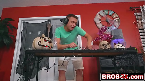Dj oiling up that teen booty before a hard halloween pounding 