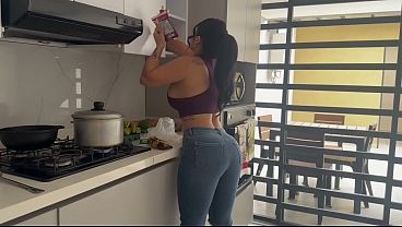 My sexy wife turns me on so much, even when she'_s cooking - Aleja and Aaroon