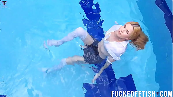 Sexy skinny blonde school pool new scene w48 