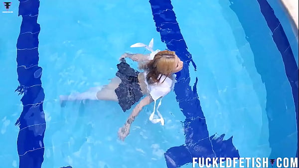 Sexy skinny blonde school pool new scene w48