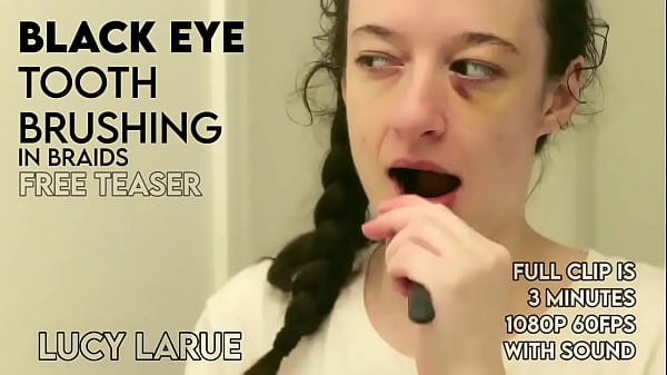 Black eye tooth brushing in braids
